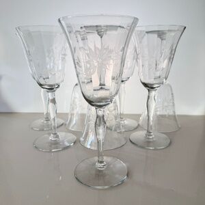 Set of 8 Vintage Mid Century Modern Crystal Wine Glasses
